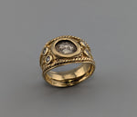 Ancient AR Obol, 14kt Gold Wide Band Ring