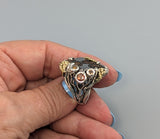 Pallasite Meteorite, Sterling Silver and 14kt Gold Ring