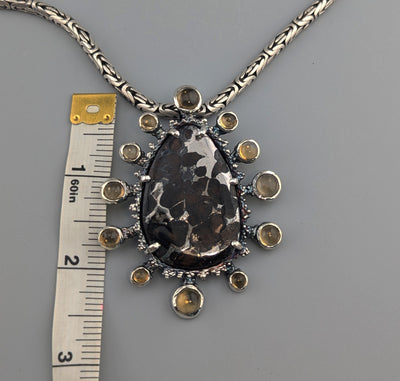 Pallasite Meteorite, Starburst Sterling Silver Pendant