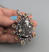 Pallasite Meteorite, Starburst Sterling Silver Pendant