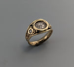 Ancient AR Obol, Athena, 14kt Gold Wide Band