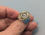 Ancient AR Obol, Athena, 14kt Gold Wide Band