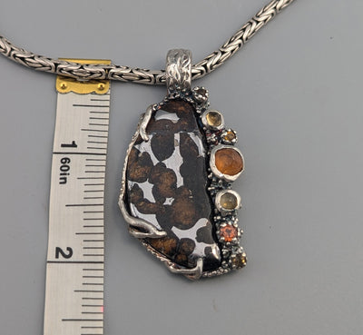 Pallasite Meteorite, Sterling Silver Pendant