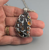 Pallasite Meteorite, Sterling Silver Pendant