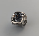 Pallasite Meteorite, Sterling Silver Large Ring