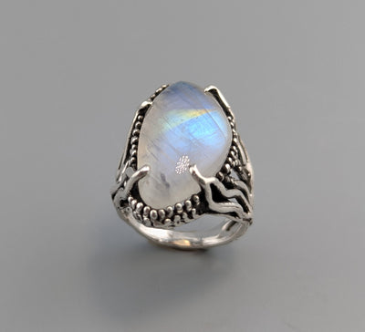 Rainbow Moonstone Sterling Silver Ring