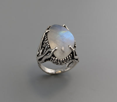 Rainbow Moonstone Sterling Silver Ring