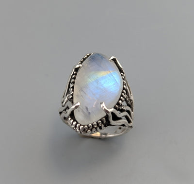 Rainbow Moonstone Sterling Silver Ring