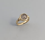 Ancient AR Obol, Lion, 14kt Gold Ring