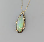 Ethiopian Opal, 14kt Gold Pendant with Rose Cut Diamond