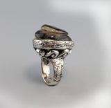 Carved Citrine in Sterling Silver Ring