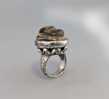 Carved Citrine in Sterling Silver Ring