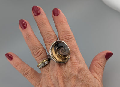 Carved Citrine in Sterling Silver Ring