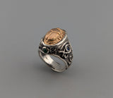 Sterling Silver and 14kt Gold Scarab Ring