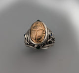 Sterling Silver and 14kt Gold Scarab Ring