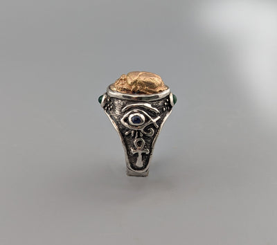 Sterling Silver and 14kt Gold Scarab Ring