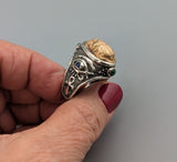 Sterling Silver and 14kt Gold Scarab Ring