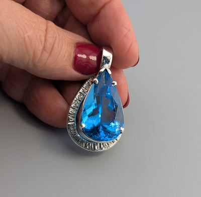 Swiss Blue Topaz Sterling Silver Pendant