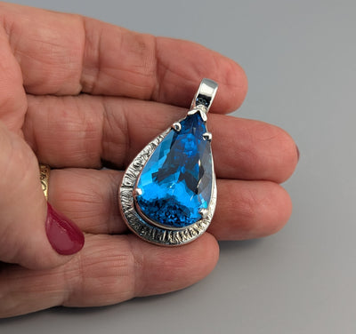 Swiss Blue Topaz Sterling Silver Pendant