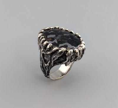 Pallasite, Sterling Silver Large Ring