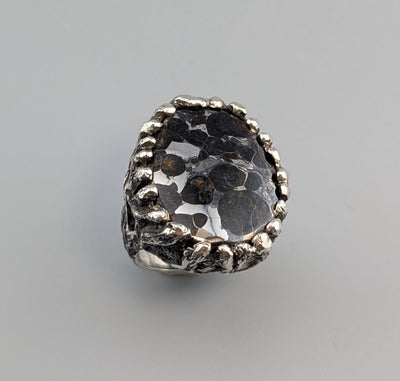 Pallasite, Sterling Silver Large Ring