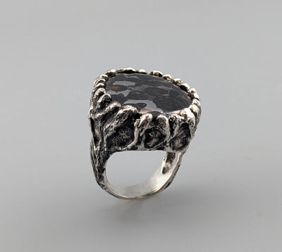 Pallasite, Sterling Silver Large Ring