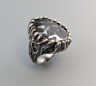 Pallasite, Sterling Silver Large Ring