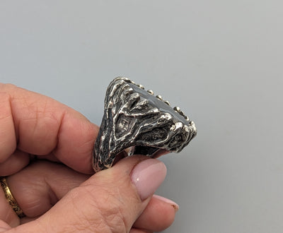 Pallasite, Sterling Silver Large Ring