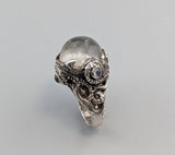 Chlorite Included Quartz with Dolphin Carving in Sterling Silver Octopus Ring