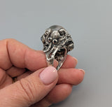 Chlorite Included Quartz with Dolphin Carving in Sterling Silver Octopus Ring