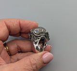 Chlorite Included Quartz with Dolphin Carving in Sterling Silver Octopus Ring