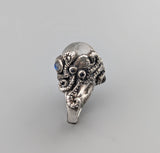 Chlorite Included Quartz with Dolphin Carving in Sterling Silver Octopus Ring