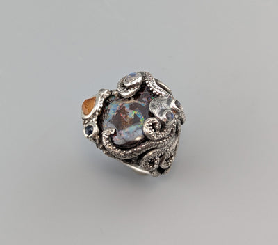 Yowah Boulder Opal Sterling Silver Octopus Ring