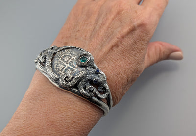 Spanish 2 Reales Cob in Sterling Silver Octopus Bracelet