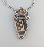 Pre-Pueblo Pottery Shard, Sterling Silver Pendant with Yowah Opal