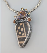 Pre-Pueblo Pottery Shard, Sterling Silver Pendant with Yowah Opal