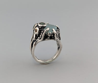 Natural Surface Aquamarine, Sterling Silver Ring