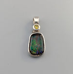 Small Ammolite Sterling Silver Pendant with Yellow Diamond