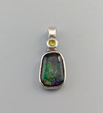 Small Ammolite Sterling Silver Pendant with Yellow Diamond