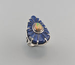 Carved Fine Lapis Lazuli and Ethiopian opal Sterling Silver Ring