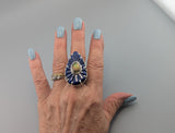 Carved Fine Lapis Lazuli and Ethiopian opal Sterling Silver Ring