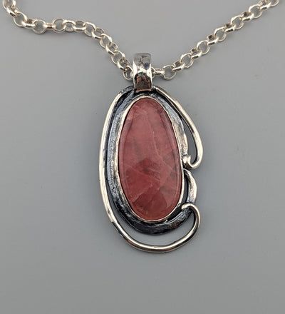 Fine Rhodochrosite Sterling Silver Pendant