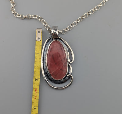 Fine Rhodochrosite Sterling Silver Pendant