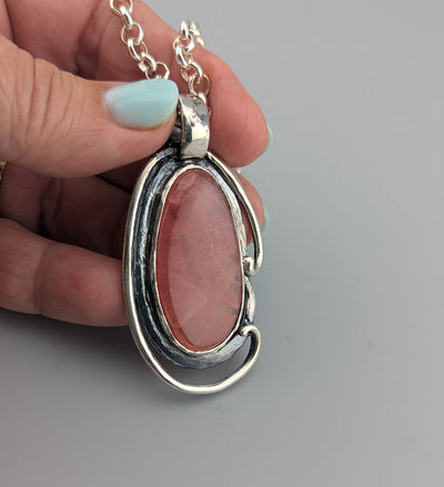 Fine Rhodochrosite Sterling Silver Pendant