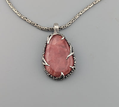 Fine Rhodochrosite Sterling Silver Pendant
