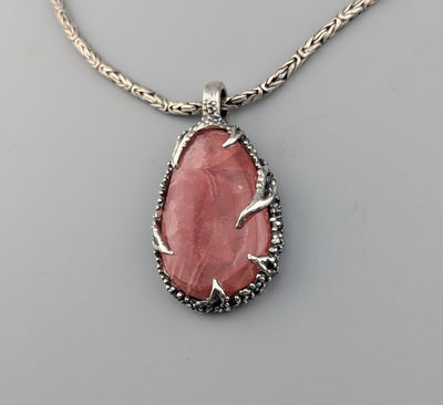 Fine Rhodochrosite Sterling Silver Pendant