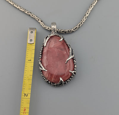 Fine Rhodochrosite Sterling Silver Pendant