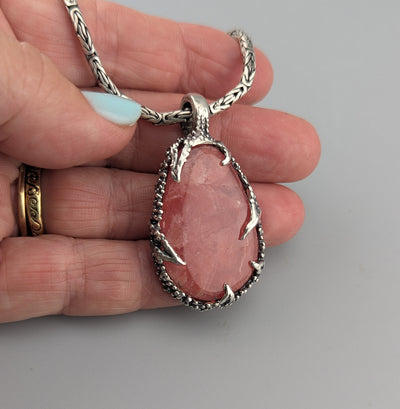 Fine Rhodochrosite Sterling Silver Pendant