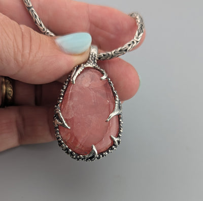 Fine Rhodochrosite Sterling Silver Pendant