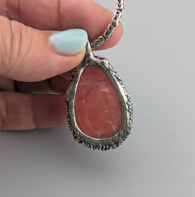 Fine Rhodochrosite Sterling Silver Pendant